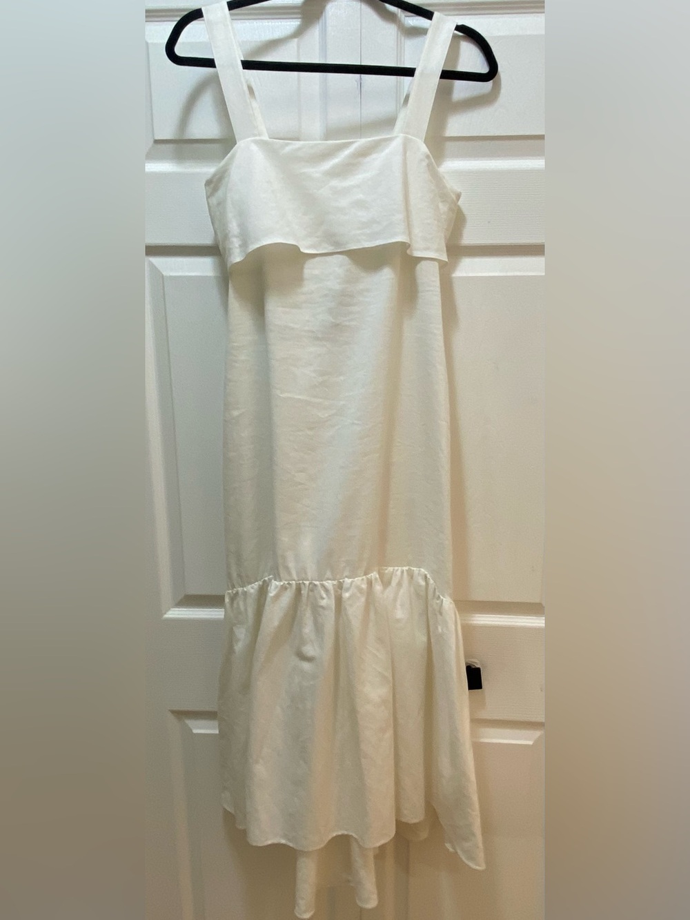NEW Theory White Maxi Dress with Ruffle Hem